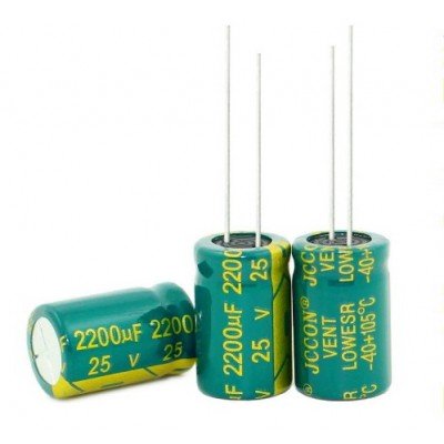 Зображення 2200мкф 25в 105С || Конденсатор 13x20 мм у категорії КОНДЕНСАТОРИ