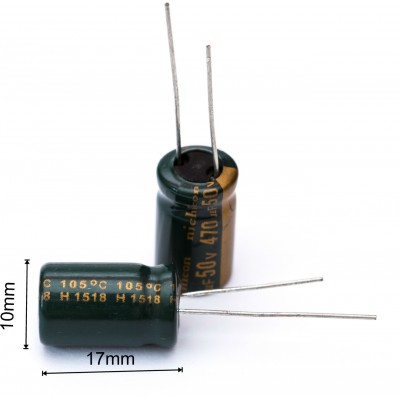 Зображення 470мкф 50в 105С || Конденсатор 10х18 мм у категорії КОНДЕНСАТОРИ