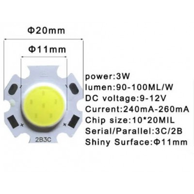 Зображення Світлодіодний модуль 2B3C 3W 6000K у категорії Світлодіодні стрічки