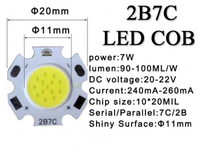 Зображення Світлодіодний модуль 2B7C 7W 6000K у категорії Світлодіодні стрічки