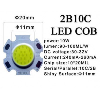 Зображення Світлодіодний модуль 2B10C 10W 6000K у категорії Світлодіодні стрічки