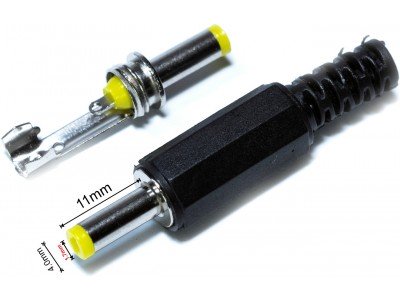 Зображення Штекер DC 1.7х4.0mm х 11mm || жовтий у категорії Штекер DC
