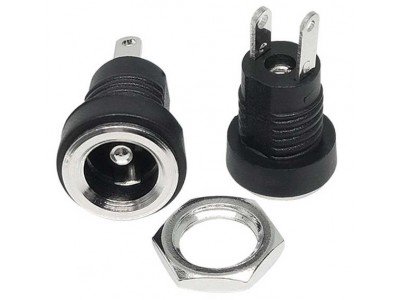 Зображення Гніздо DC 2.1x5.5mm  || монтажне під гайку у категорії Гніздо DC