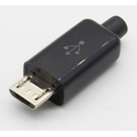 Штекер microusb 5pin чорний ковпачок 7мм