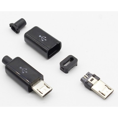 Зображення Штекер MicroUSB 5pin чорний ковпачок 9мм у категорії USB