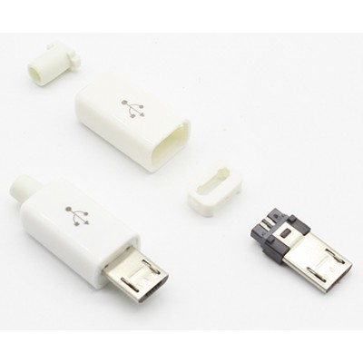 Зображення Штекер microUSB 5pin білий 9мм у категорії USB