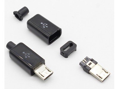 Зображення Штекер MicroUSB 5pin чорний ковпачок 9мм у категорії USB