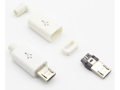 Зображення Штекер microUSB 5pin білий 9мм у категорії USB