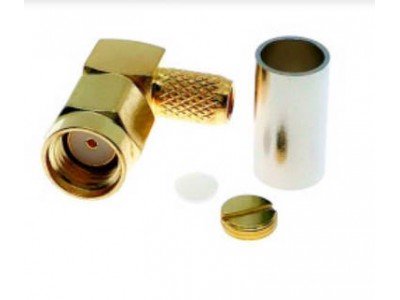 Зображення Штекер RP-SMA plug || RG-58  90&deg; обтискний у категорії SMA - ШТЕКЕРА ТА ГНІЗДА