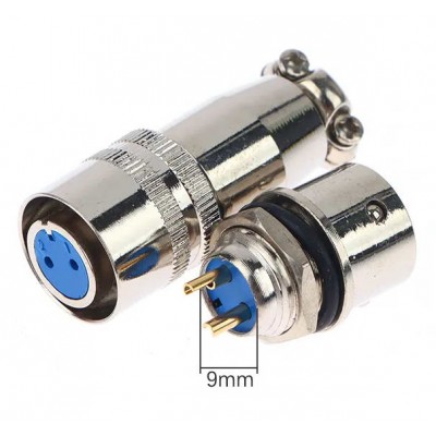 Зображення Роз'єм XS9 швидкороз'ємний 2pin (штекер кабельний + гніздо монтажне) у категорії Штекера та гнізда