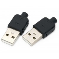 Штекер USB A 5pin розбірний || короткий чорний Штекер USB A 5pin розбірний || короткий чорний