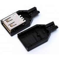 Гніздо USB A 4pin розбірний прямий Гніздо USB A 4pin розбірний прямий