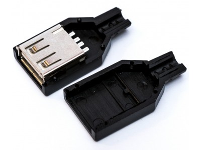 Зображення Гніздо USB A 4pin розбірний прямий у категорії USB