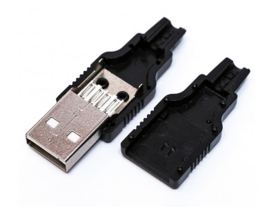Зображення Штекер USB A 5pin розбірний прямий чорний у категорії USB