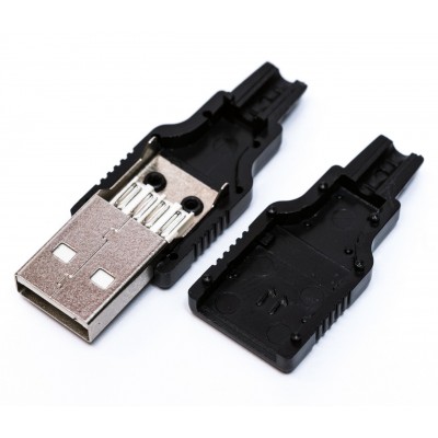 Зображення Штекер USB A 5pin розбірний прямий чорний у категорії USB