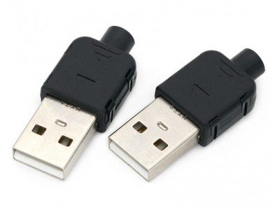 Зображення Штекер USB A 5pin розбірний || короткий чорний у категорії USB