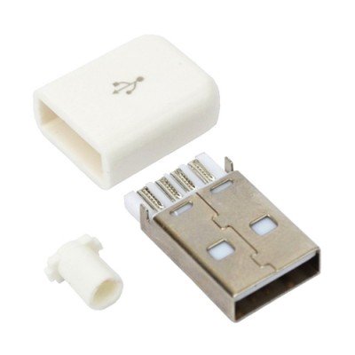 Штекер USB A 5pin розбірний прямий білий