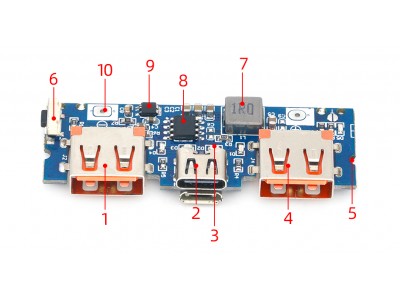Зображення Контролер повербанку LX-LBU2C || Dual USB 5V 2.4A у категорії ПЕРЕТВОРЮВАЧІ DC