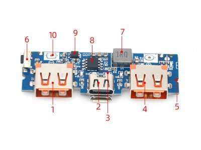 Зображення Контролер повербанку LX-LBU2C || Dual USB 5V 2.4A у категорії ПЕРЕТВОРЮВАЧІ DC