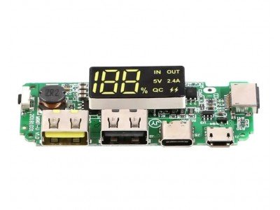 Зображення Контролер повербанку H961-U || LED Dual USB 5V 2.4A у категорії ПЕРЕТВОРЮВАЧІ DC