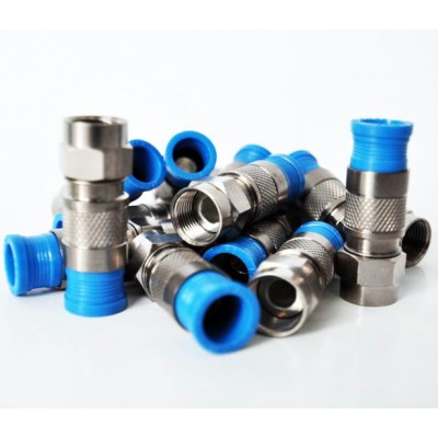 Зображення Штекер F для кабеля RG-6, компресійний (синій), мідь у категорії F - роз'єми