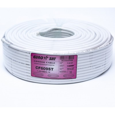Зображення Кабель ТВ RG-6+96/6.8  EUROSAT (100m) білий у категорії Телевізійний кабель