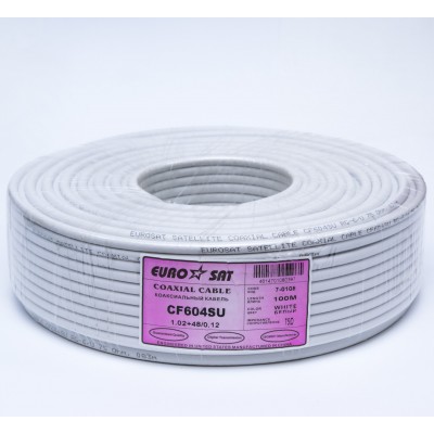 Зображення Телевізійний кабель RG-6+48/6.8 (Мідь)  EUROSAT білий у категорії Телевізійний кабель