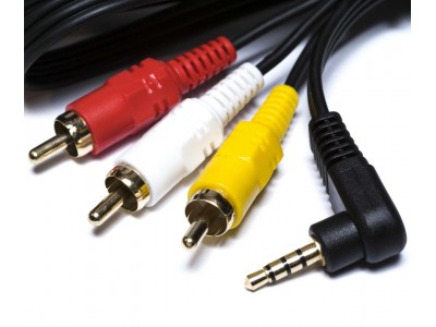 Зображення Шнур джек 3.5 стерео 4х - 3RCA Г-подібний чорний 1mm x 1.8m у категорії Штекер 3.5