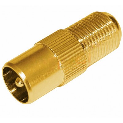 Зображення Перехідник штекер ТВ - F-гніздо Gold (HQ) у категорії Телевізійні перехідники