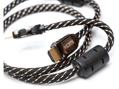 Зображення Шнур HDMI/HDMI GOLD V-1,3 діам ( 7мм) фільтр+коробка 1м. у категорії Hdmi
