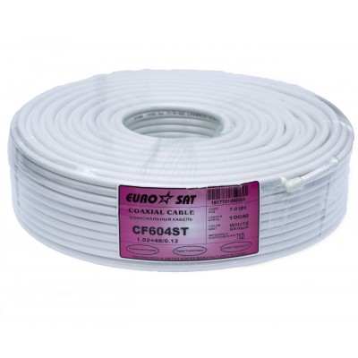 Зображення Кабель ТВ RG-6+48/6.8  EUROSAT (100m) білий у категорії Телевізійний кабель