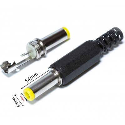 Зображення Штекер DC/2.5*5.5mm (жовтий) х 14mm у категорії Штекер DC