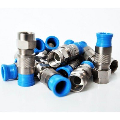 Зображення Штекер F для кабеля RG-6, компресійний (синій), мідь у категорії F - роз'єми