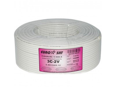 Зображення Кабель ТВ 3C-2V, (0,5CU+3.1PE+Al+32/0,12AL-MG), -4,8мм, білий, 100м у категорії Телевізійний кабель