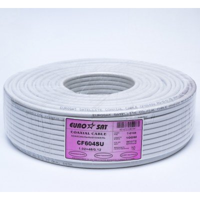 Зображення Телевізійний кабель RG-6+48/6.8 (Мідь)  EUROSAT білий у категорії Телевізійний кабель