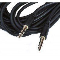 Шнур штекер 3.5 стерео - штекер 3.5 стерео 3.0мм Gold чорний (5.0м)