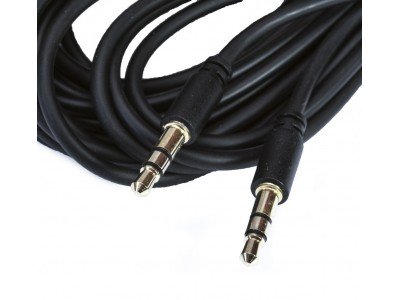 Зображення Шнур штекер 3.5 стерео - штекер 3.5 стерео 3.0мм Gold чорний (5.0м) у категорії Штекер 3.5
