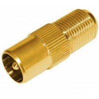 Перехідник штекер ТВ - F-гніздо Gold (HQ)