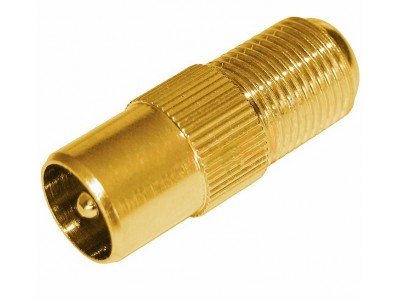 Зображення Перехідник штекер ТВ - F-гніздо Gold (HQ) у категорії Телевізійні перехідники