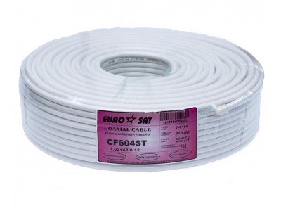 Зображення Кабель ТВ RG-6+48/6.8  EUROSAT (100m) білий у категорії Телевізійний кабель