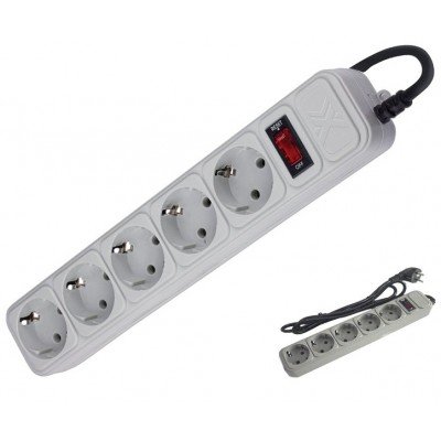 Зображення Фільтр мережевий Maxxter SPM5-G-10G 5 розеток 10A 3.0 метри (сірий) у категорії ФІЛЬРИ МЕРЕЖЕВІ