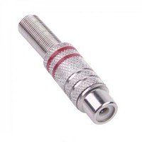 Гніздо RCA метал під шнур з пружиною діам- 6.5мм. (червоне)