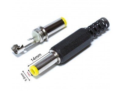 Зображення Штекер DC/2.5*5.5mm (жовтий) х 14mm у категорії Штекер DC