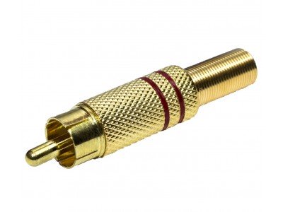 Зображення Штекер RCA GOLD метал пружина  (червоний) 6.5mm у категорії RCA