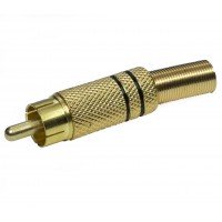Штекер RCA GOLD метал пружина  (чорний) 6.5mm